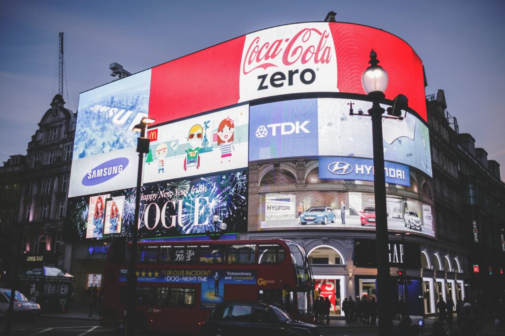 Famous brands on digital billboard